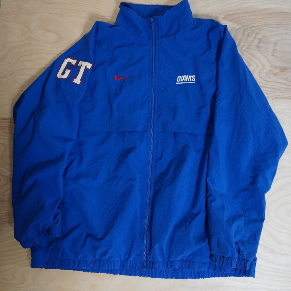 Nike New York Giants NFL Windbreaker Jacket Blue Full Zip Mens XL GT Patch